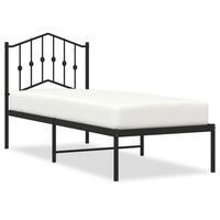 vidaXL Bedframe met hoofdbord metaal zwart 75x190 cm