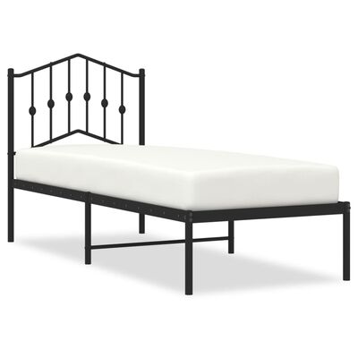 vidaXL Bedframe met hoofdbord metaal zwart 75x190 cm