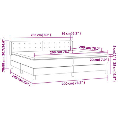 vidaXL Boxspring met matras fluweel lichtgrijs 200x200 cm