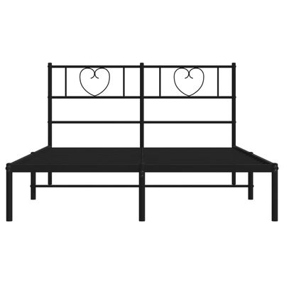 vidaXL Bedframe met hoofdbord metaal zwart 140x200 cm