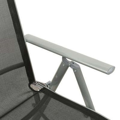 vidaXL Tuinstoelen 2 st verstelbaar textileen aluminium zilverkleurig