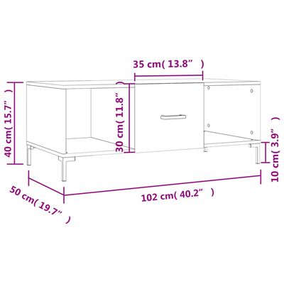 vidaXL Salontafel 102x50x40 cm bewerkt hout betongrijs