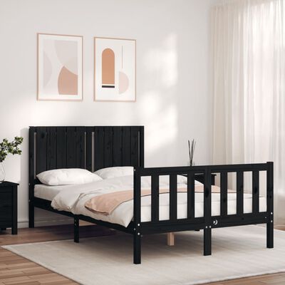 vidaXL Bedframe met hoofdbord massief hout zwart 120x200 cm