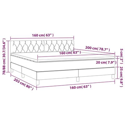 vidaXL Boxspring met matras en LED fluweel roze 160x200 cm