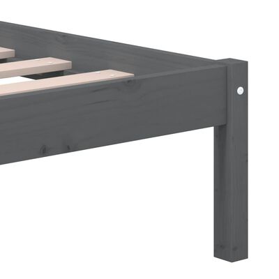 vidaXL Bedframe massief hout grijs 135x190 cm