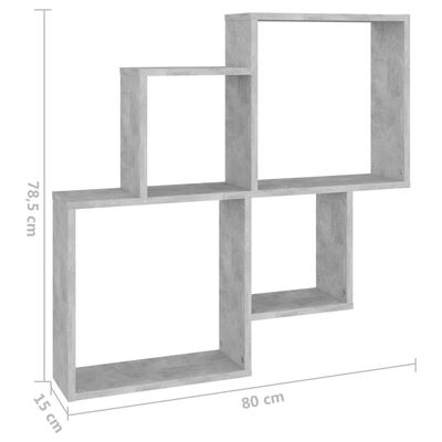 vidaXL Wandschap kubus 80x15x78,5 cm bewerkt hout betongrijs