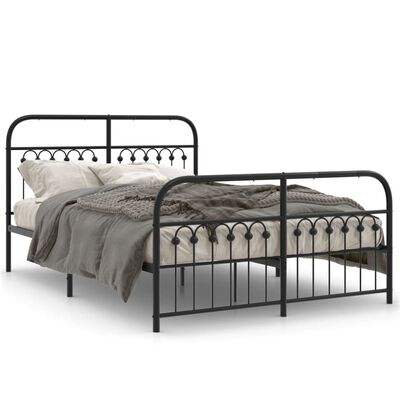 vidaXL Bedframe met hoofd- en voeteneinde metaal zwart 140x190 cm