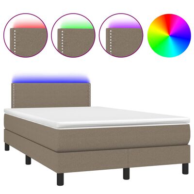 vidaXL Boxspring met matras en LED stof taupe 120x190 cm