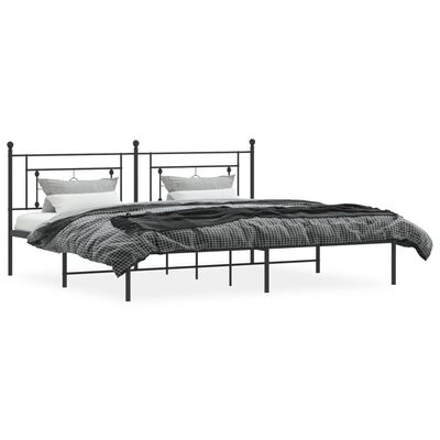 vidaXL Bedframe met hoofdbord metaal zwart 193x203 cm