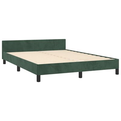 vidaXL Bedframe met hoofdeinde fluweel donkergroen 140x200 cm