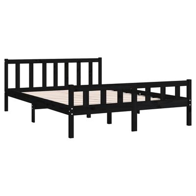 vidaXL Bedframe massief hout zwart 120x200 cm