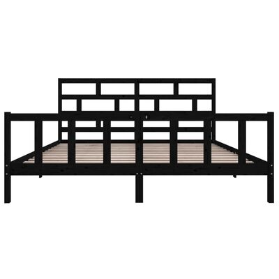 vidaXL Bedframe massief grenenhout zwart 180x200 cm