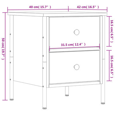 vidaXL Nachtkastje 40x42x50 cm bewerkt hout sonoma eikenkleurig