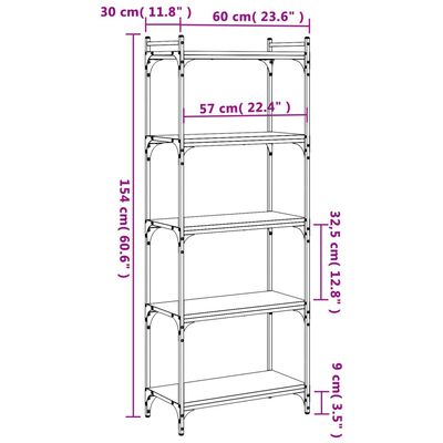 vidaXL Boekenkast 5-laags 60x30x154 cm bewerkt hout zwart