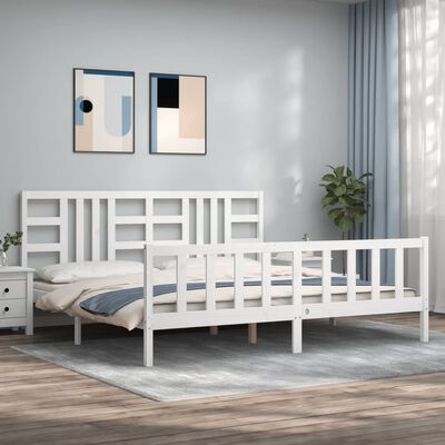 vidaXL Bedframe met hoofdbord massief hout wit 200x200 cm