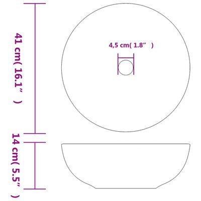 vidaXL Opzetwasbak rond Φ41x14 cm keramiek wit en geel