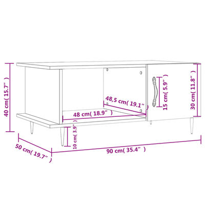 vidaXL Salontafel 90x50x40 cm bewerkt hout hoogglans wit