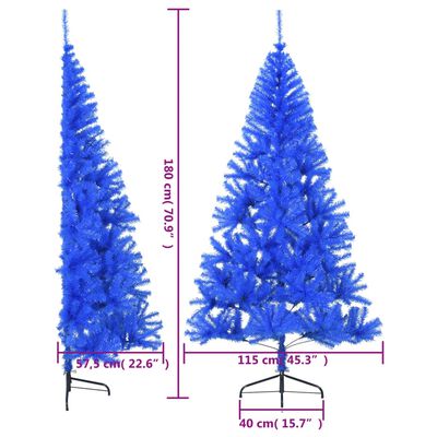 vidaXL Kunstkerstboom met standaard half 180 cm PVC blauw