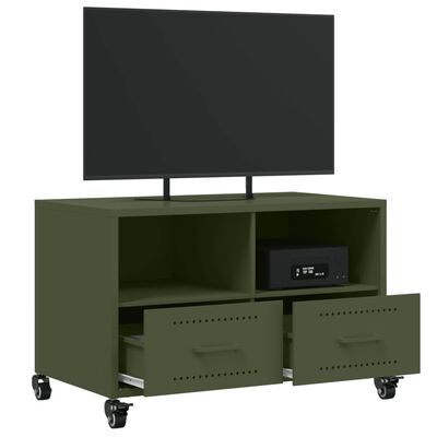 vidaXL Tv-meubel 68x39x43,5 cm staal olijfgroen