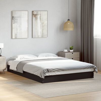 vidaXL Bedframe bewerkt hout zwart 135x190 cm