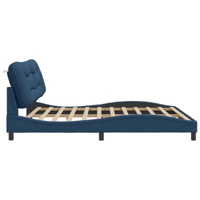 vidaXL Bedframe zonder matras stof blauw 200x200 cm