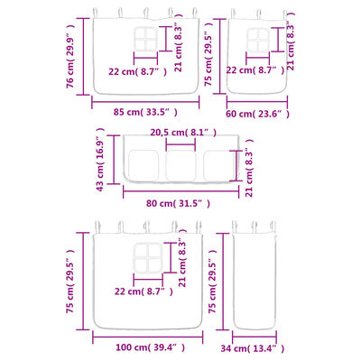 vidaXL Kinderhoogslaper met gordijnen 80x200 cm grenenhout roze