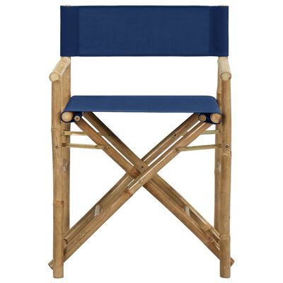 vidaXL Regisseursstoelen 2 st inklapbaar blauw bamboe en stof