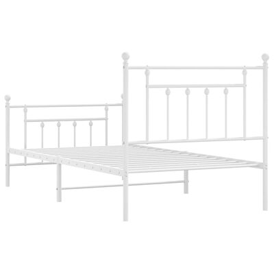 vidaXL Bedframe met hoofd- en voeteneinde metaal wit 100x190 cm