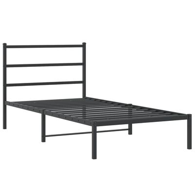 vidaXL Bedframe met hoofdbord metaal zwart 100x190 cm