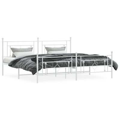 vidaXL Bedframe met hoofd- en voeteneinde metaal wit 193x203 cm