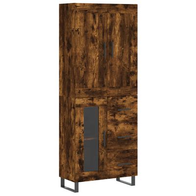 vidaXL Hoge kast 69,5x34x180 cm bewerkt hout gerookt eikenkleurig