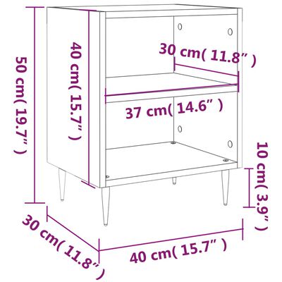 vidaXL Nachtkastjes 2 st 40x30x50 cm bewerkt hout sonoma eikenkleurig