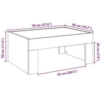 vidaXL Salontafel met Infinity LED 70x50x30 cm betongrijs