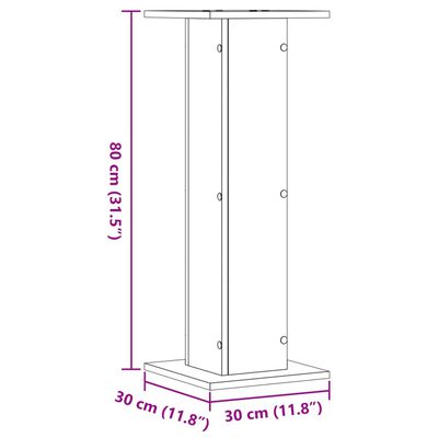 vidaXL Plantenstandaards 2 st 30x30x80 cm bewerkt hout oud houtkleurig