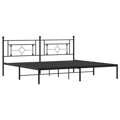 vidaXL Bedframe met hoofdbord metaal zwart 193x203 cm