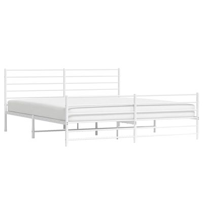 vidaXL Bedframe met hoofd- en voeteneinde metaal wit 180x200 cm