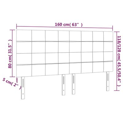 vidaXL Hoofdborden 4 st 80x5x78/88 cm stof zwart