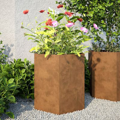 vidaXL Plantenbak zeshoek 46x40x45 cm cortenstaal