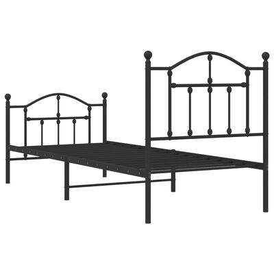 vidaXL Bedframe met hoofd- en voeteneinde metaal zwart 90x200 cm