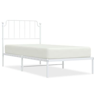 vidaXL Bedframe met hoofdbord metaal wit 90x190 cm