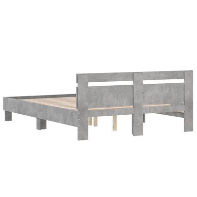 vidaXL Bedframe met hoofdeinde bewerkt hout betongrijs 140x200 cm