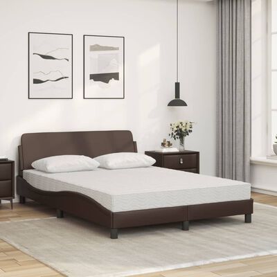 vidaXL Bed met matras kunstleer bruin 140x200 cm