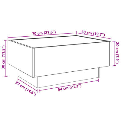 vidaXL Salontafel met LED 70x50x30 cm bewerkt hout sonoma eikenkleurig