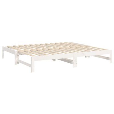 vidaXL Slaapbank uitschuifbaar massief grenenhout wit 2x(75x190) cm