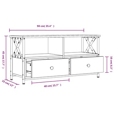 vidaXL Tv-meubel 90x33x45 cm bewerkt hout grijs sonoma eikenkleurig