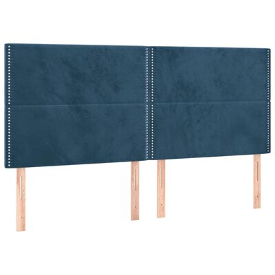 vidaXL Boxspring met matras en LED fluweel donkerblauw 160x200 cm