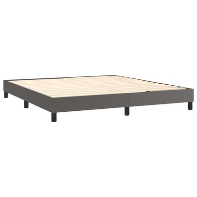 vidaXL Boxspring met matras kunstleer grijs 180x200 cm