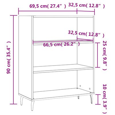 vidaXL Schappenkast 69,5x32,5x90 cm bewerkt hout hoogglans wit