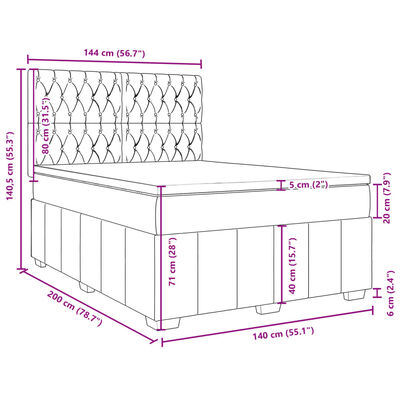 vidaXL Boxspring met matras stof zwart 140x200 cm