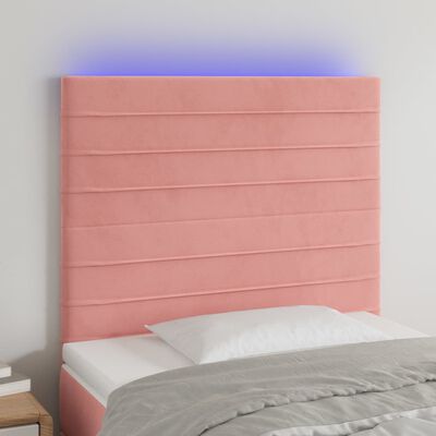 vidaXL Hoofdbord LED 100x5x118/128 cm fluweel roze